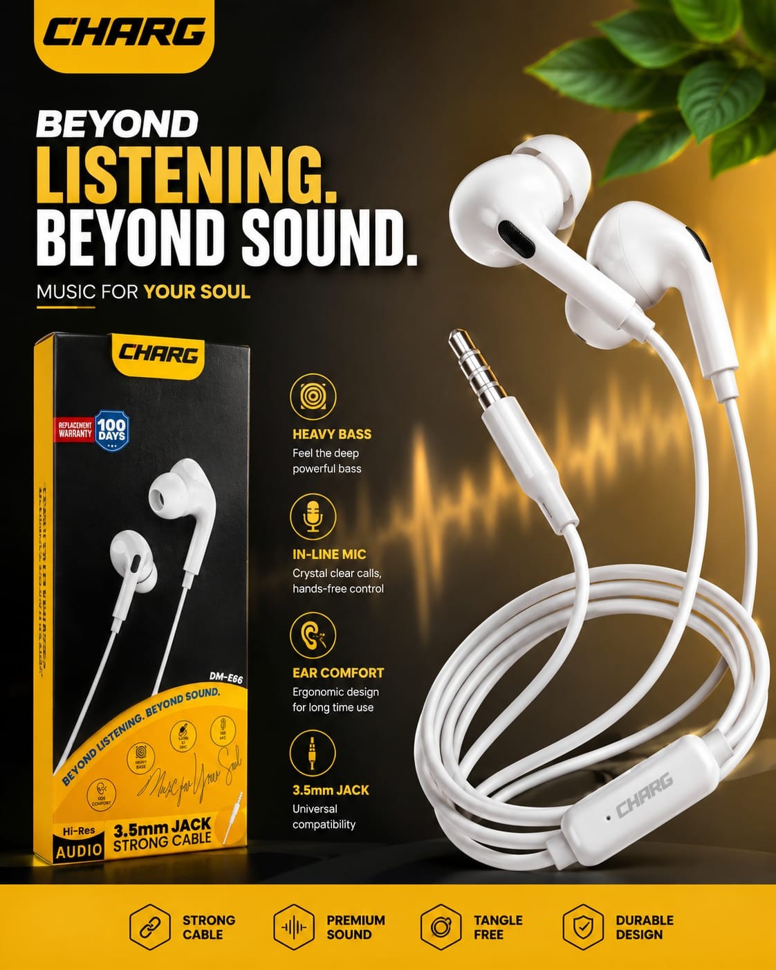 Charg wire earphone (100 days warranty